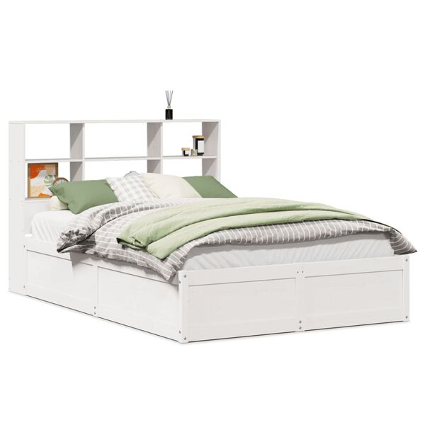 vidaXL Bedframe zonder matras massief grenenhout wit 135x190 cm