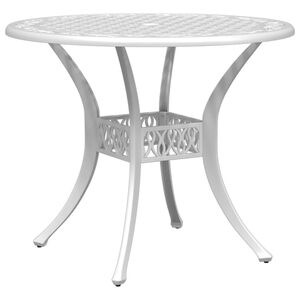 vidaXL Tuintafel &Oslash; 90x75 cm gietaluminium wit