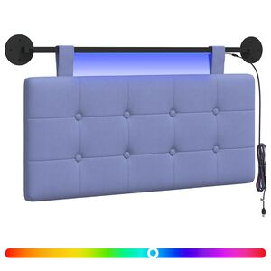vidaXL Hangend hoofdbord Met LED-verlichting Jeans Blauw Stof