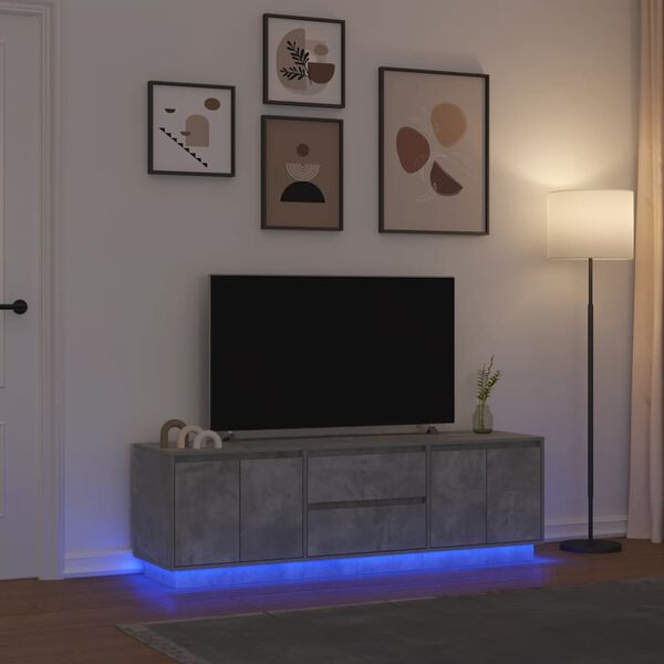 vidaXL Tv-meubel met LED-verlichting 160,5x41x50 cm betongrijs