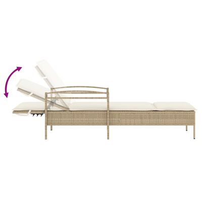 vidaXL Ligbed met kussen 63x200x81 cm poly rattan beige