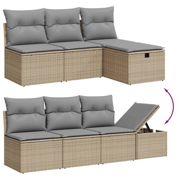 vidaXL 7-delige Loungeset met kussens poly rattan grijs