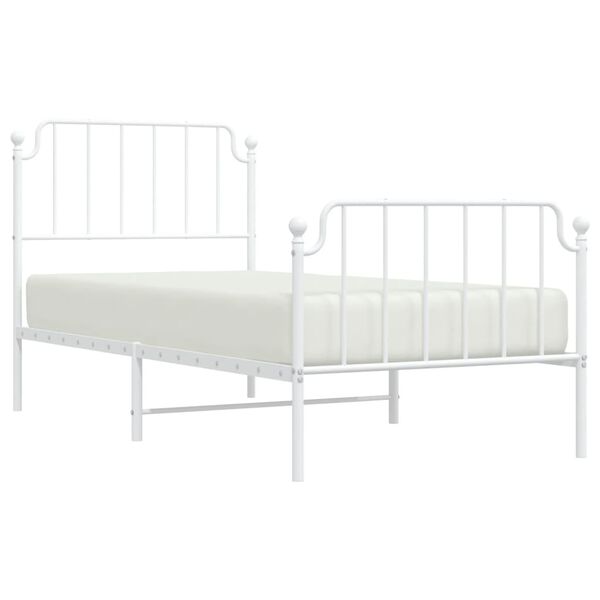 vidaXL Bedframe met hoofd- en voeteneinde metaal wit 90x190 cm