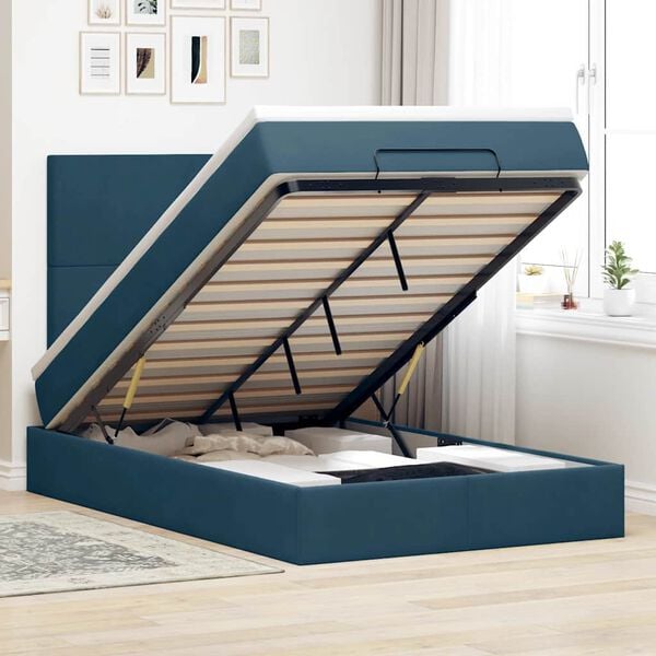 vidaXL Ottoman bed met matrassen 120x190cm fluweel donkerblauw