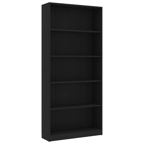 vidaXL Boekenkast met 5 schappen 80x24x175 cm bewerkt hout zwart