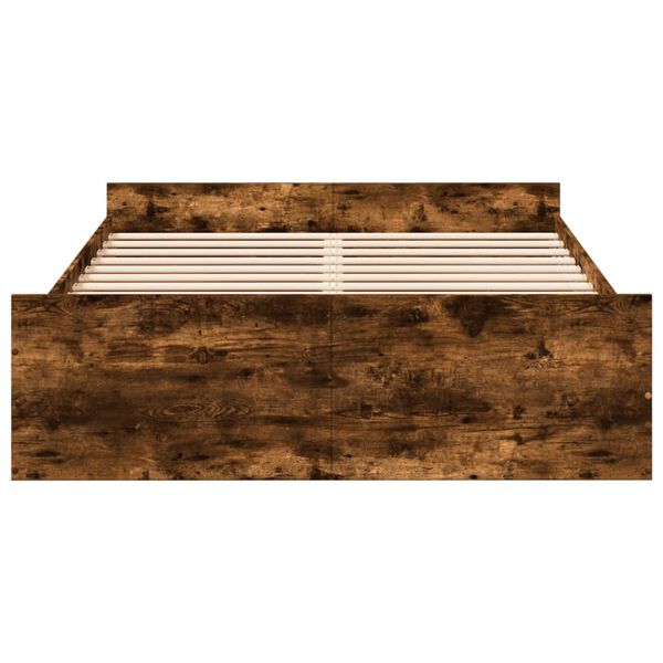 vidaXL Bedframe met lades bewerkt hout gerookt eikenkleurig 120x190 cm
