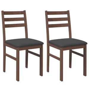 vidaXL Eetkamerstoelen met kussens 2 st massief hout rubber bruin