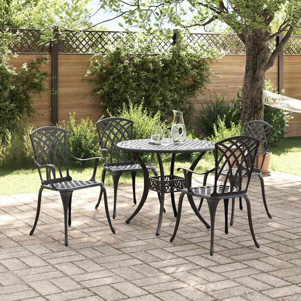 vidaXL Tuin eettafelset 5 pcs Zwart Aluminium