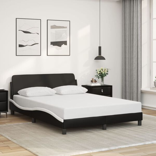 vidaXL Bedframe "Dover" kunstleer zwart en wit 140x200 cm