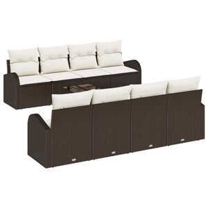 vidaXL Tuin Sofa Set met opslag 9 pcs Bruin en Cr&egrave;me poly rattan