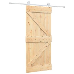 vidaXL Schuifdeur 90 x 210 cm Massief grenenhout Natuurlijk en Wit