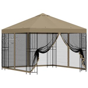 vidaXL Tuin Gazebo met Zijwanden 3 x 3 m Beige Polyester en staal