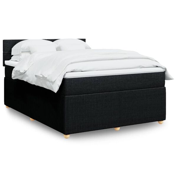 vidaXL Boxspring met matras stof zwart 140x190 cm