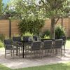 vidaXL Tuin eettafelset met kussen 9 pcs Grijs poly rattan