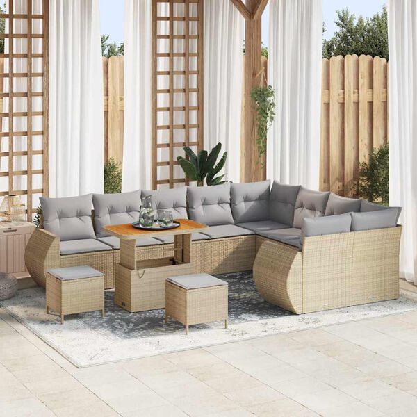 vidaXL Tuin Sofa Set 12 pcs Beige poly rattan