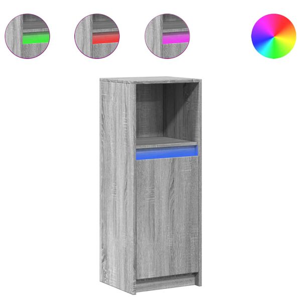 vidaXL Dressoir met LED 38x34x100 cm bewerkt hout grijs sonoma eiken
