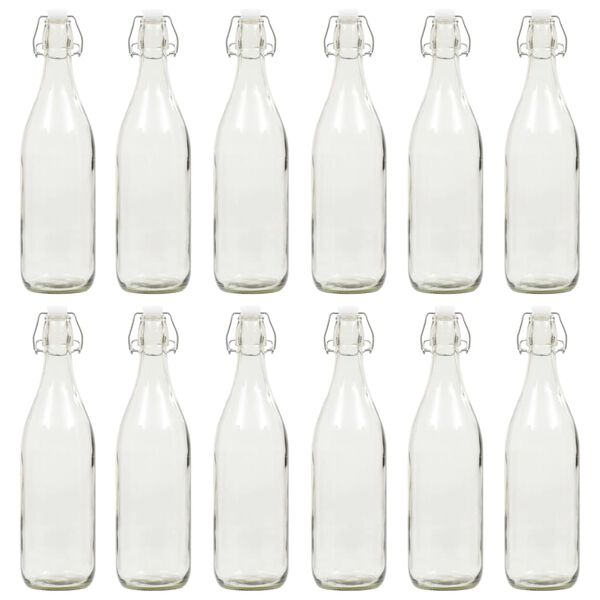 vidaXL Flessen met beugelsluiting 12 st 1 L glas