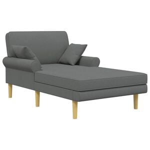 vidaXL Chaise longue Donkergrijs Stof