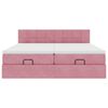 vidaXL Ottoman bed met matrassen en LED's 160x200cm fluweel roze
