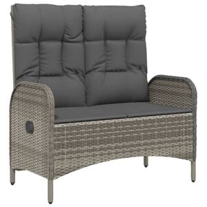 vidaXL Tuinbank verstelbaar met kussens 107 cm poly rattan grijs