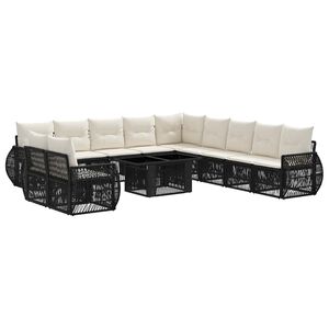 vidaXL Tuinbankenset 12 st Zwart en Cream Wit poly rattan