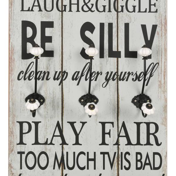 vidaXL Wandkapstok met 6 haken THANK YOU 120x40 cm