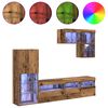 vidaXL TV Wandmeubels met LED-striplichten 6 pcs Oudhout Bewerkt hout