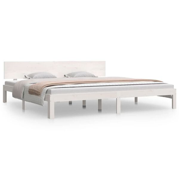 vidaXL Bedframe massief grenenhout wit 200x200 cm