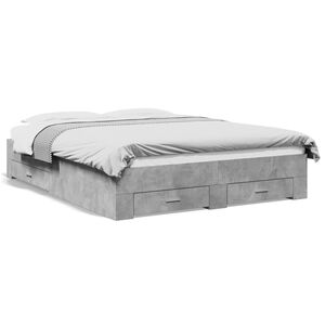 vidaXL Bedframe met lades bewerkt hout betongrijs 140x200 cm