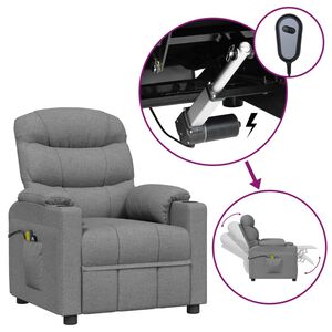 vidaXL Massagestoel elektrisch stof lichtgrijs