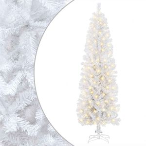 vidaXL Kunstmatige slanke kerstboom 180 cm 300 LED's Warmwit