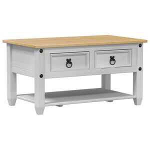 vidaXL Salontafel met lade Wit 85 x 50 x 45 cm Massief grenenhout