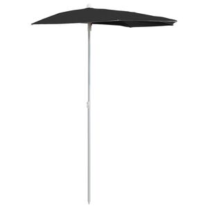 vidaXL Parasol half met paal 180x90 cm zwart