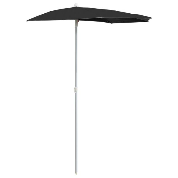 vidaXL Parasol half met paal 180x90 cm zwart