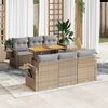 vidaXL 7-delige Loungeset met kussens poly rattan beige