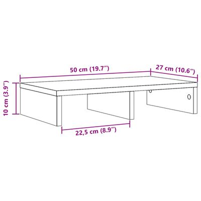 vidaXL Monitorstandaard 50x27x10 cm bewerkt hout sonoma eikenkleurig