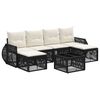 vidaXL Tuinbankenset 7 pcs Zwart en Cream Wit poly rattan