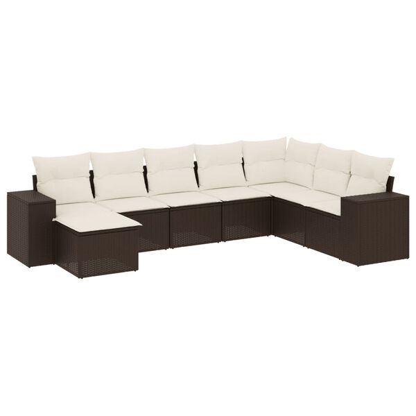 vidaXL 8-delige Loungeset met kussens poly rattan bruin