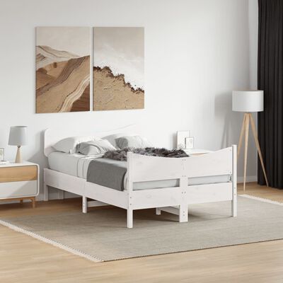 vidaXL Bedframe met hoofdbord massief grenenhout wit 120x190 cm
