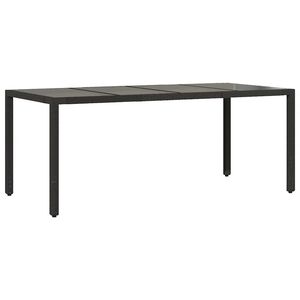 vidaXL Tuintafel met glazen blad 190x90x75 cm poly rattan zwart