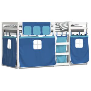 vidaXL Stapelbed met gordijnen 75x190 cm massief grenenhout blauw