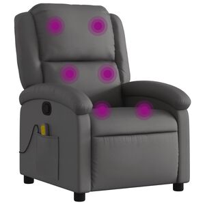 vidaXL Massagestoel van echt leer, grijs