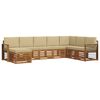 vidaXL Sofa-Sets 8 pcs Natuurlijk en Beige Massief Acaciahout