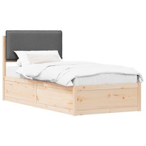 vidaXL Bedframe met Gevoerd Hoofdgedeelte Donkergrijs 100 x 200 cm