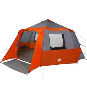 vidaXL Cabin Tent 12-Person met dak Grijs en Oranje 500 x 500 x 294 cm