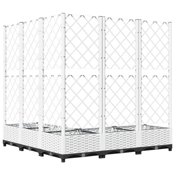 vidaXL Plantenbak met latwerk 120x120x121,5 cm polypropeen wit