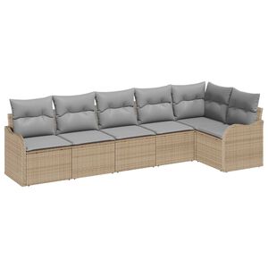 vidaXL Tuin Sofa Set 6 pcs Beige poly rattan