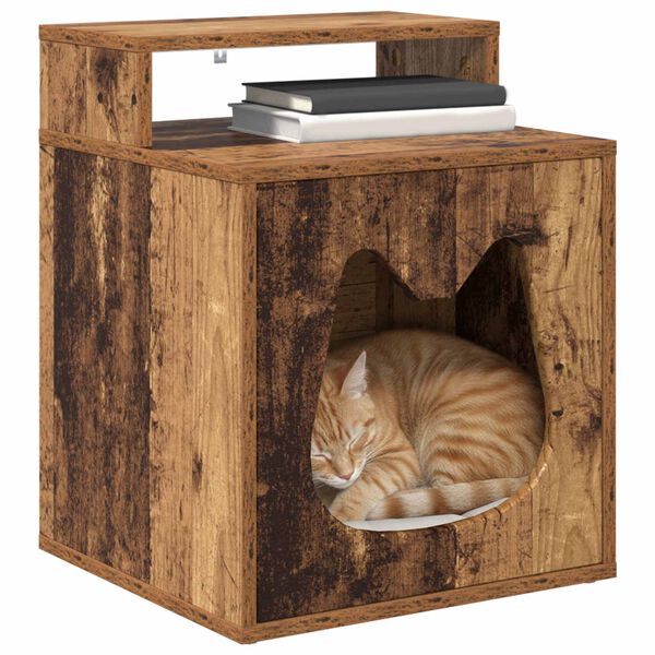 vidaXL Kattenhuis Oudhout 42,5 x 40 x 53,5 cm Bewerkt hout