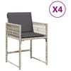 vidaXL Tuinstoelen 4 st met kussens poly rattan lichtgrijs