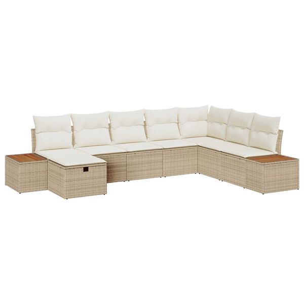 vidaXL Tuin Sofa Set met kussen 8 pcs Beige Poly riet